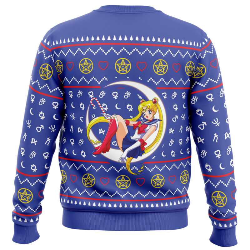 Sailor Moon Sitting on Moon Ugly Christmas Sweater - Image 2