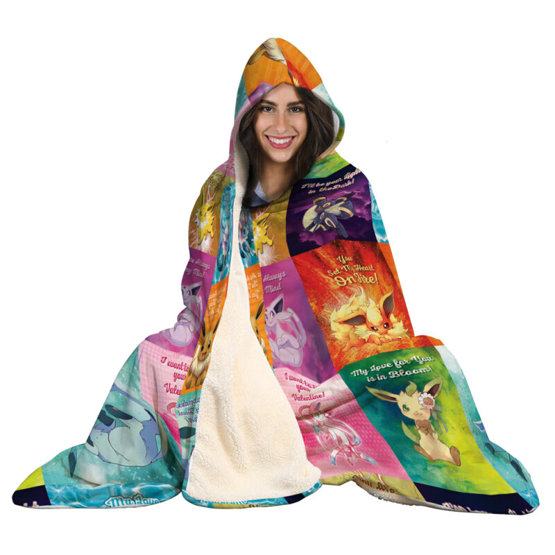 Eeveelutions Love Quotes Pokemon Hooded Blanket - Image 4