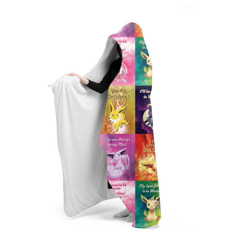 Eeveelutions Love Quotes Pokemon Hooded Blanket - Image 3