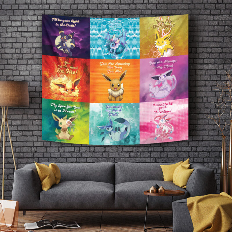 Eeveelutions Love Quotes Pokemon Tapestry - Image 4
