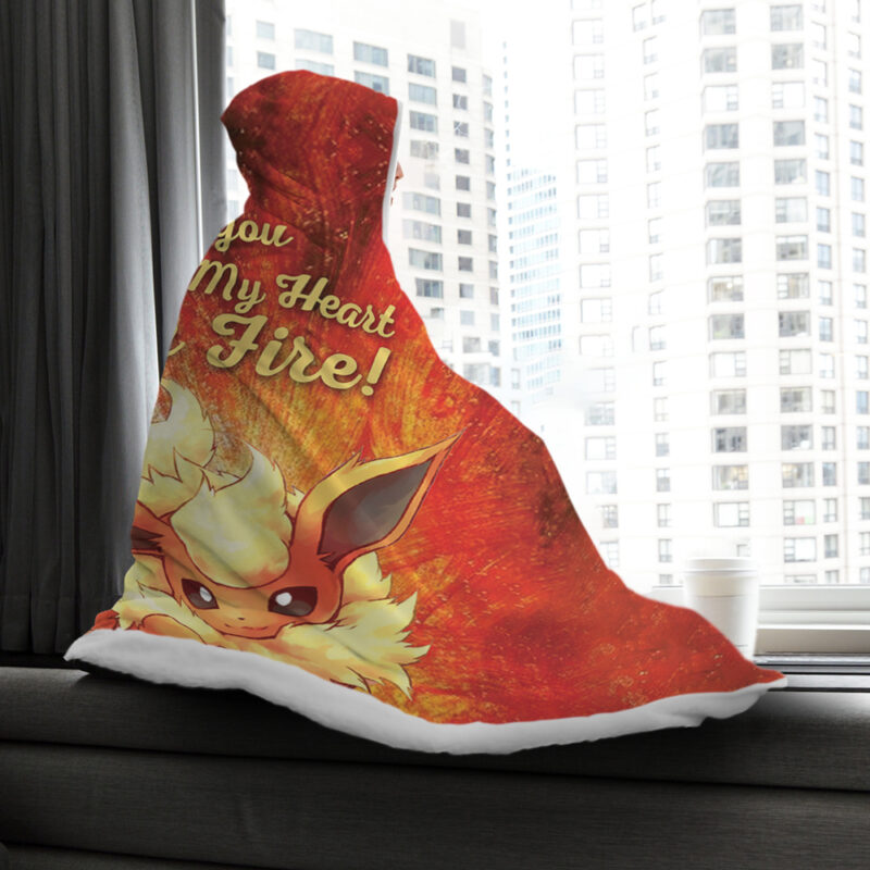 Flareon on Fire Pokemon Hooded Blanket - Image 2
