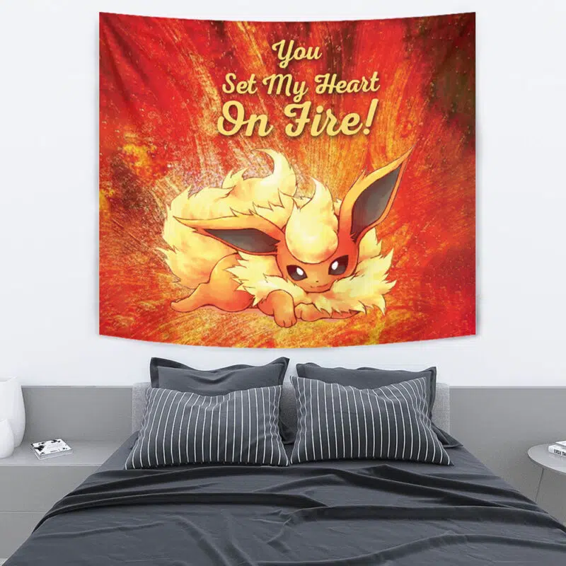 Flareon on Fire Pokemon Tapestry - Image 3