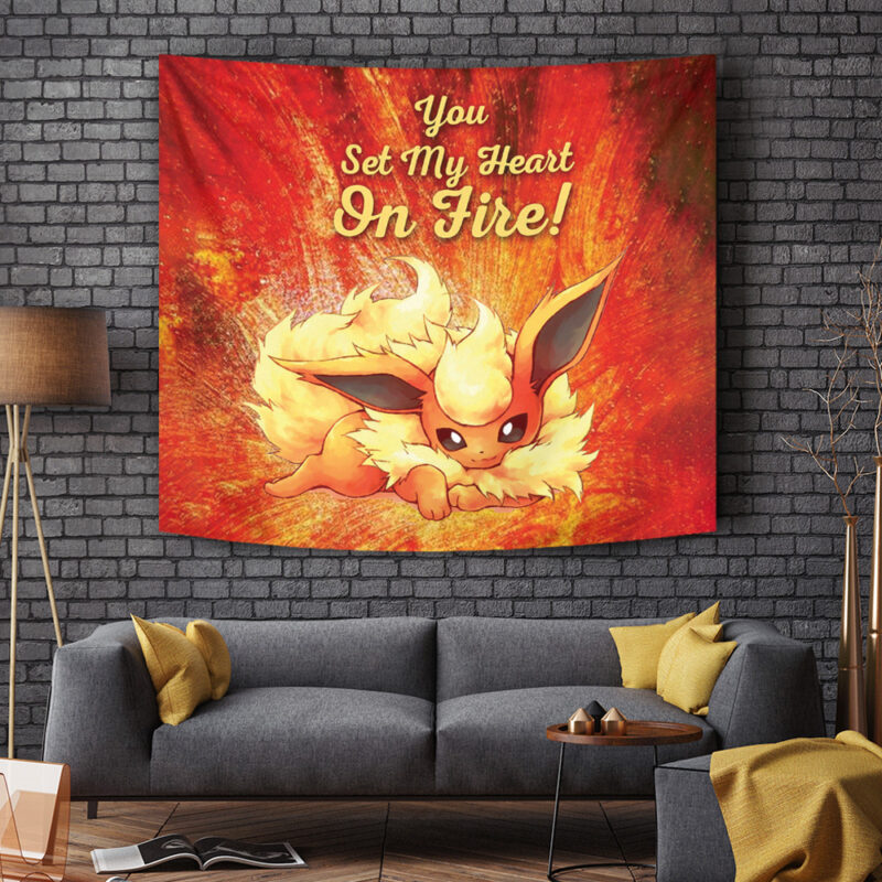 Flareon on Fire Pokemon Tapestry - Image 4