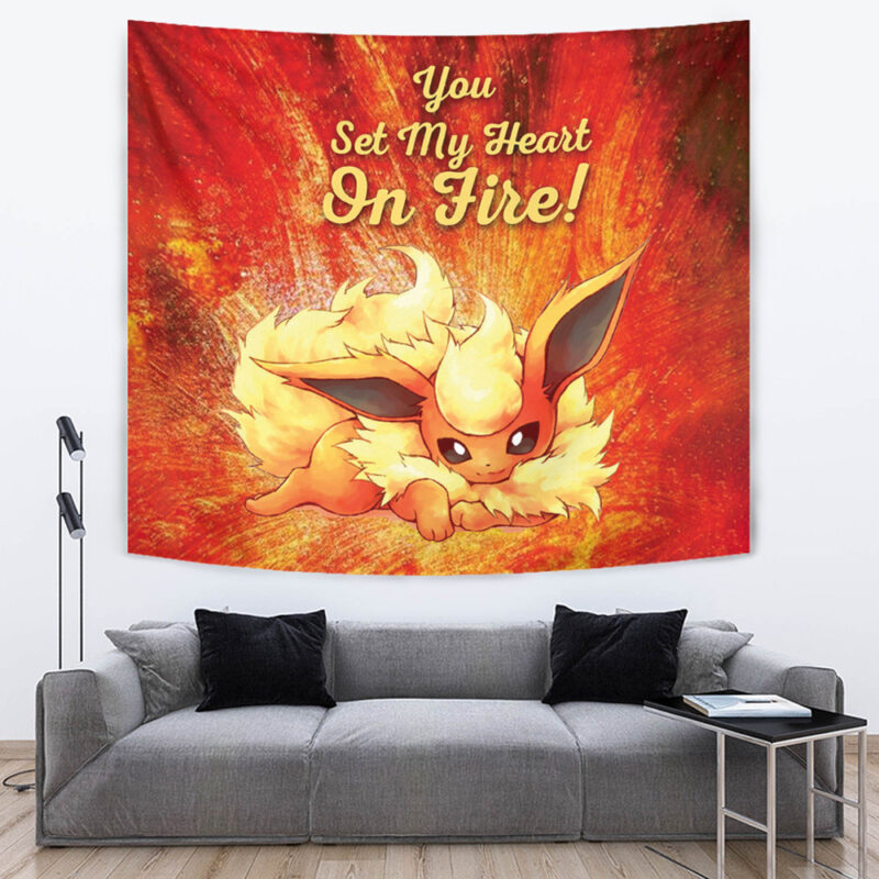 Flareon on Fire Pokemon Tapestry - Image 2