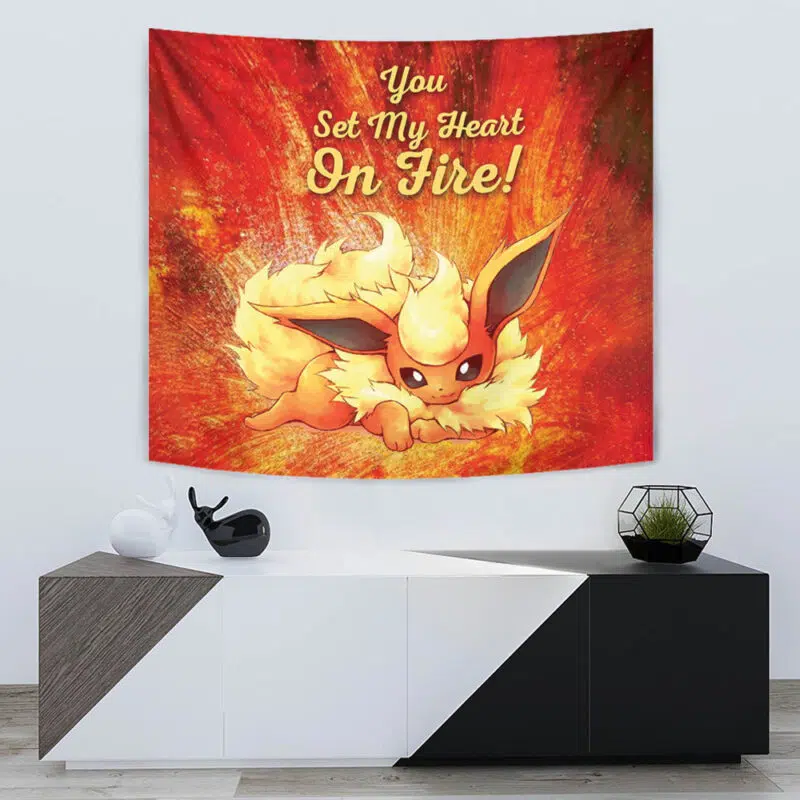 Flareon on Fire Pokemon Tapestry - Image 5