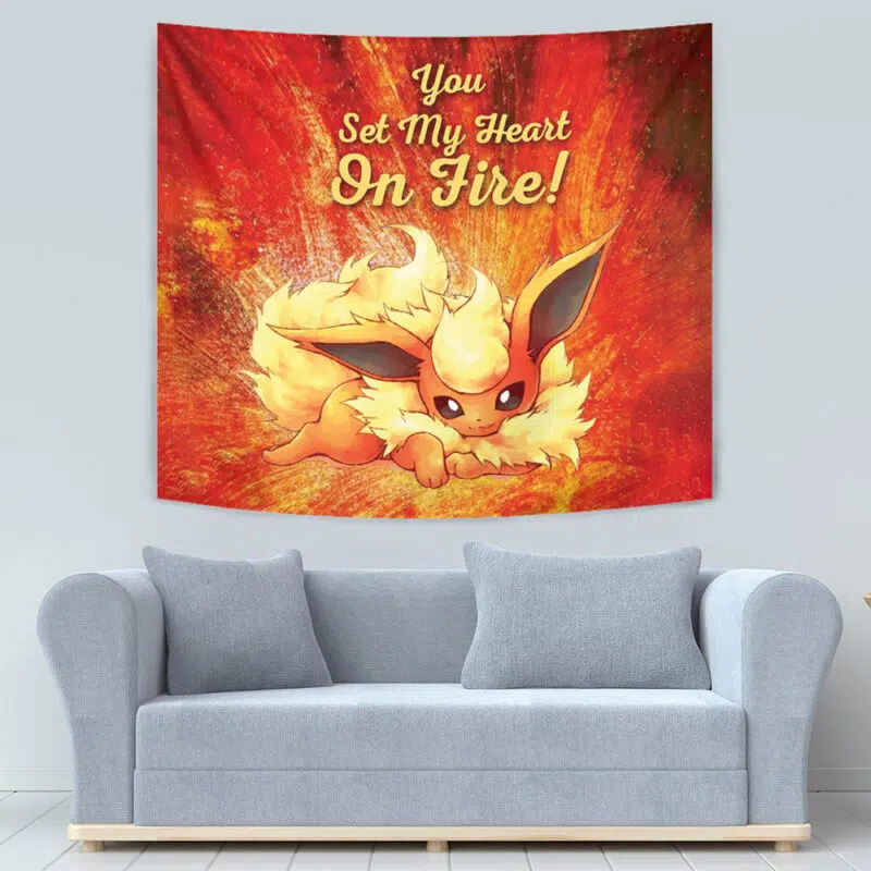 Flareon on Fire Pokemon Tapestry - Image 6