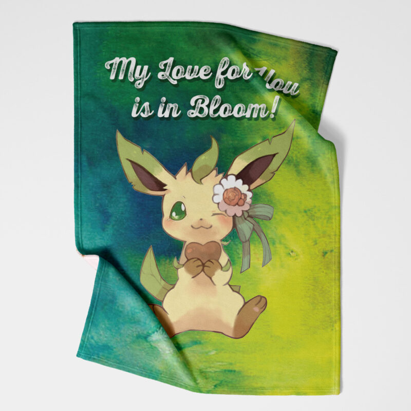 Leafeon Bloom Pokemon Fleece Blanket