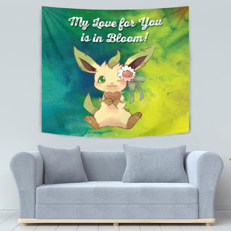 Leafeon Bloom Pokemon Tapestry - Image 6