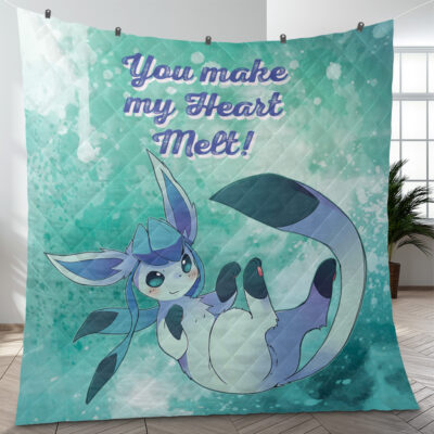 Glaceon Make Me Melt Pokemon Quilt Blanket