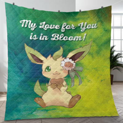 Leafeon Bloom Pokemon Quilt Blanket