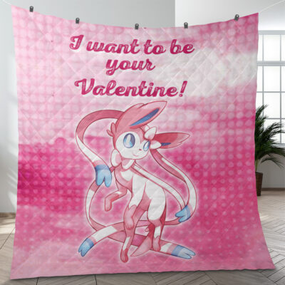 Sylveon Your Valentine Pokemon Quilt Blanket