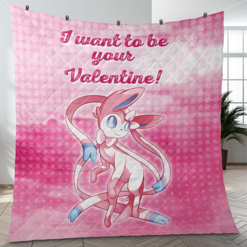Sylveon Your Valentine Pokemon Quilt Blanket