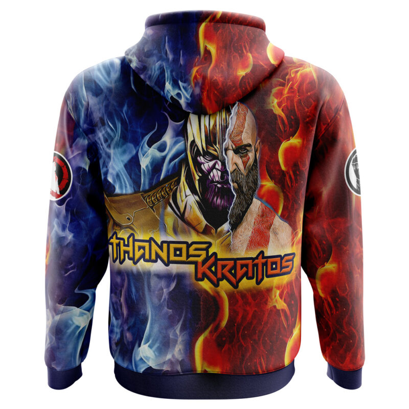 Tripping Thanos and Kratos Marvel Hoodie - Image 3