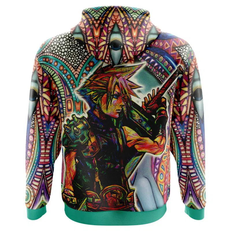 Trippy Cloud Strife Final Fantasy 7 Hoodie - Image 3