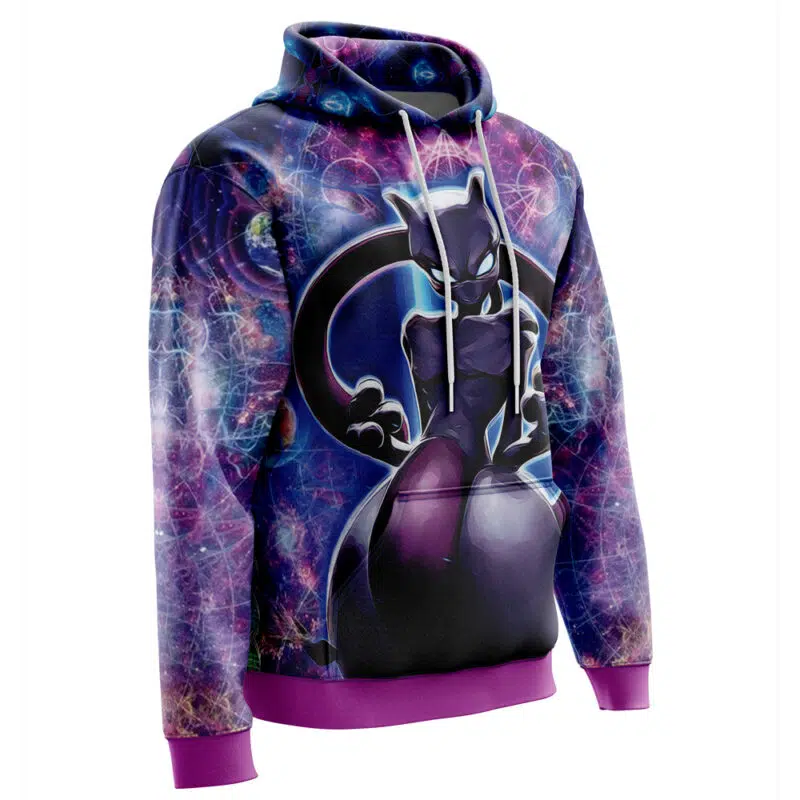 Trippy Cosmic Mewtwo Pokemon Hoodie - Image 2
