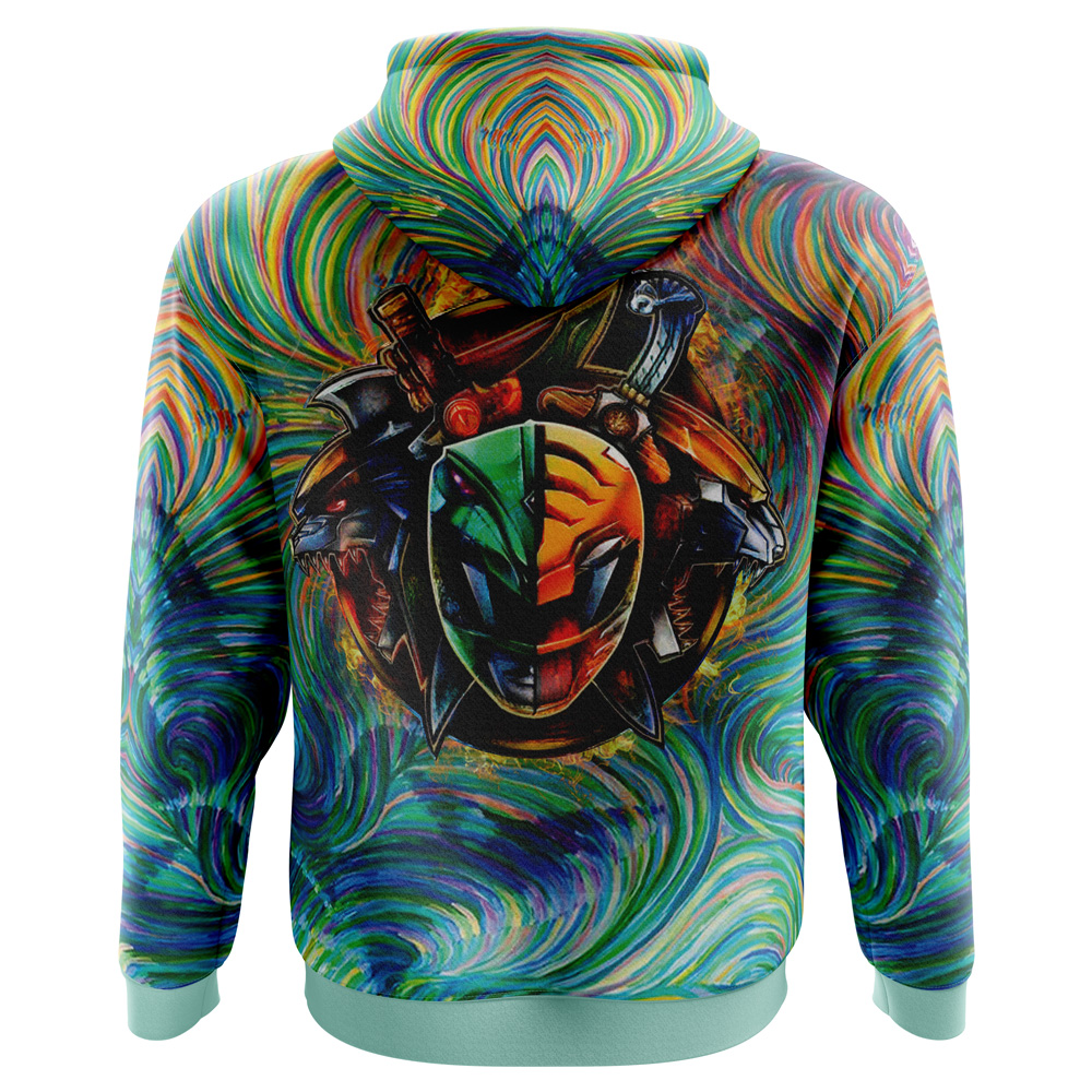 Trippy Green White Power Rangers Hoodie - Anime Ape