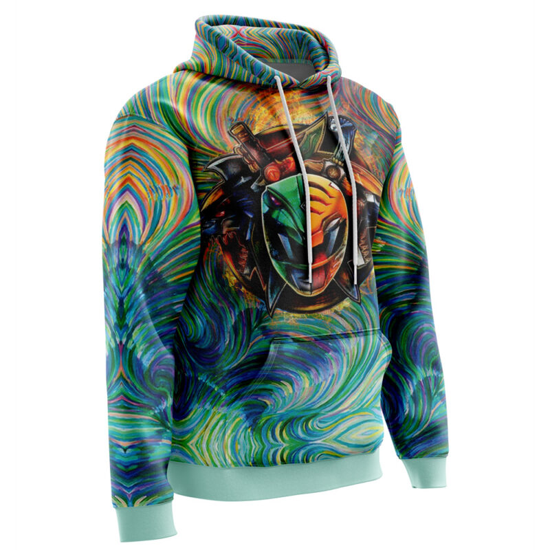 Trippy Green White Power Rangers Hoodie - Image 2