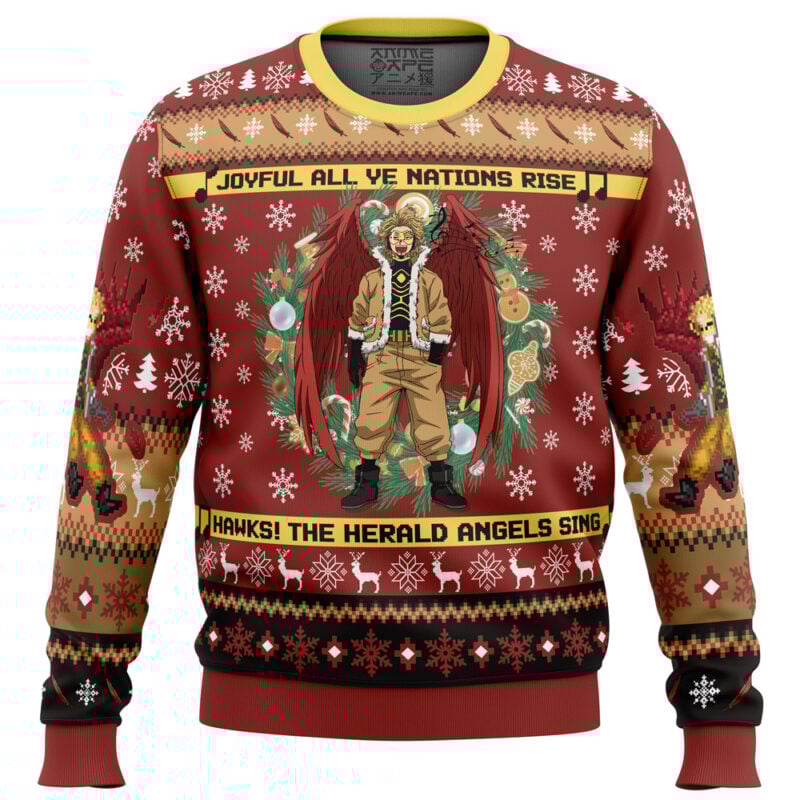 Hawks Singing Christmas Song My Hero Academia Ugly Christmas Sweater