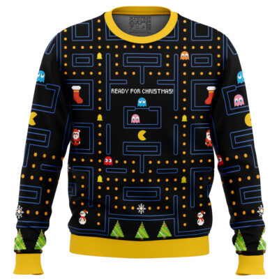 Pac Man Ready for Christmas Ugly Christmas Sweater