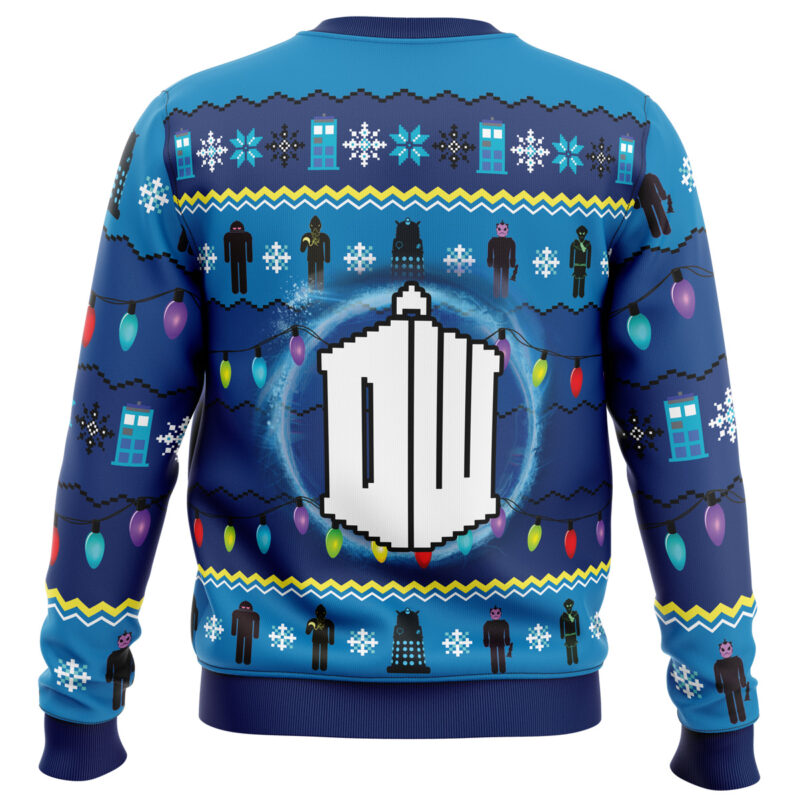 WHO’S Outside Doctor Who Ugly Christmas Sweater - Image 4