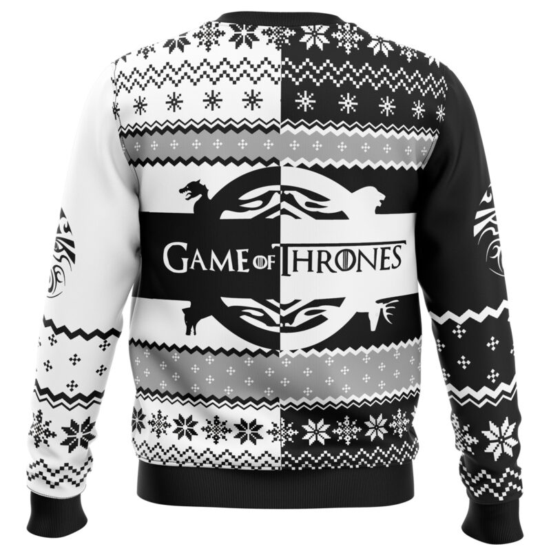 Game of Thrones House Black and White Ugly Christmas Sweater - Image 4