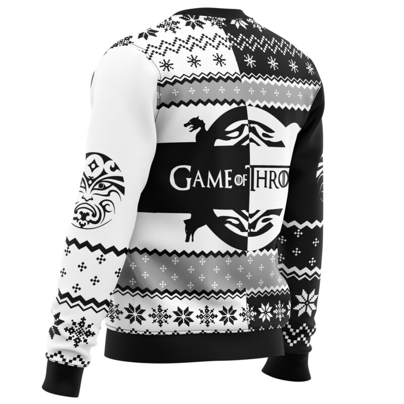 Game of Thrones House Black and White Ugly Christmas Sweater - Image 3
