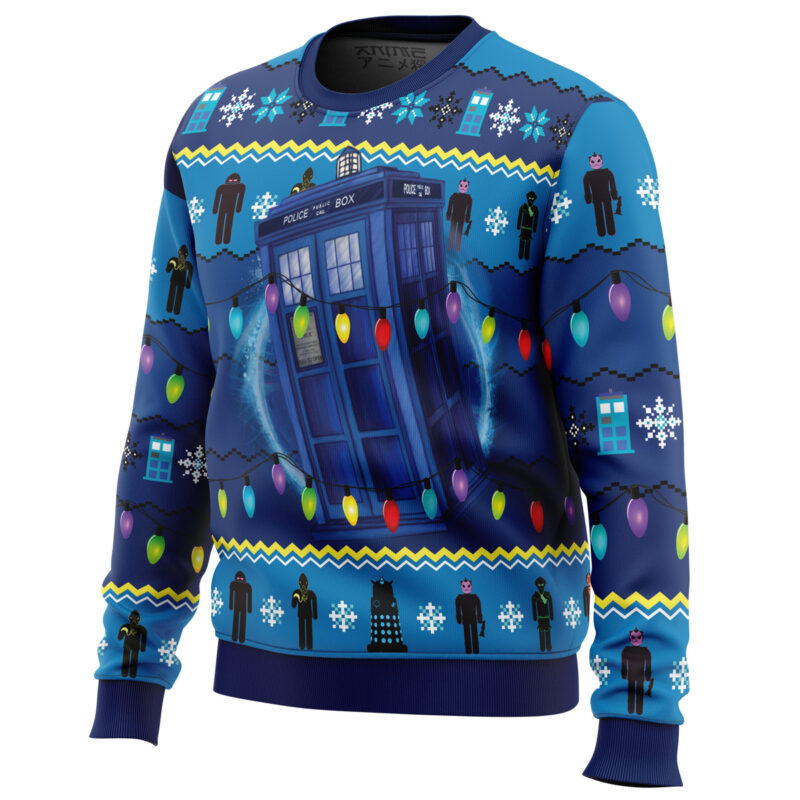 WHO’S Outside Doctor Who Ugly Christmas Sweater - Image 2