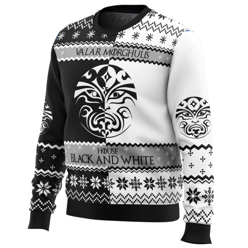 Game of Thrones House Black and White Ugly Christmas Sweater - Image 2