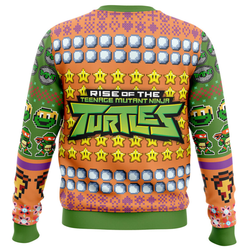 Michelangelo Rise of the Teenage Mutant Ninja Turtles Ugly Christmas Sweater - Image 4