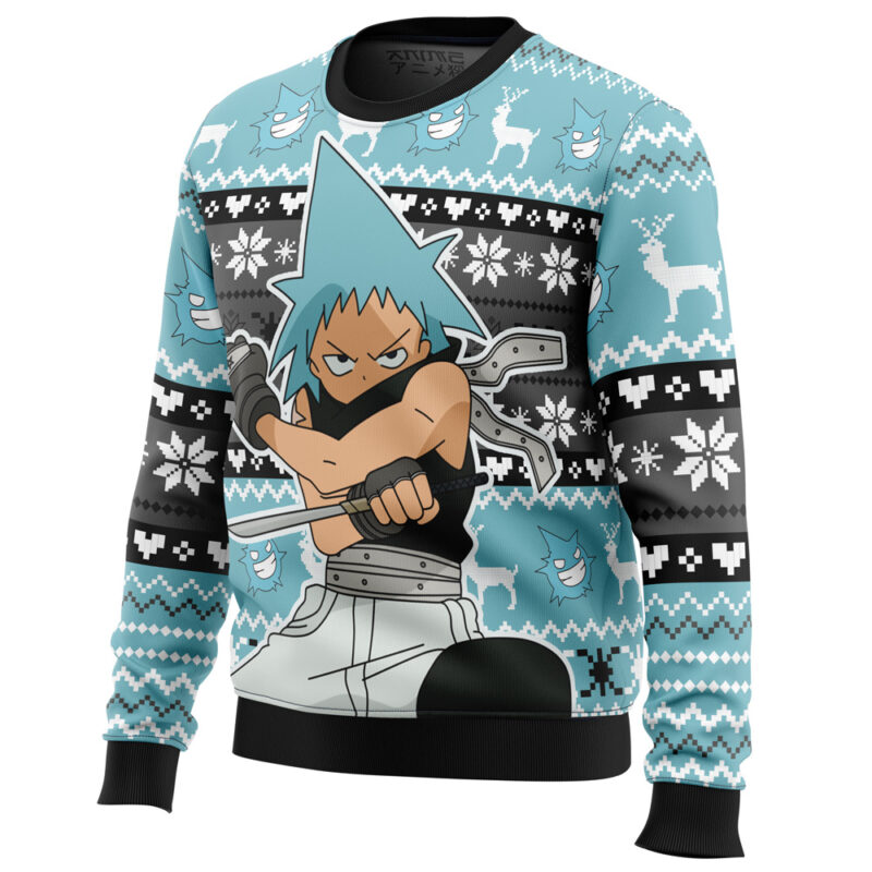 Christmas  Black Star Soul Eater Ugly Christmas Sweater - Image 2