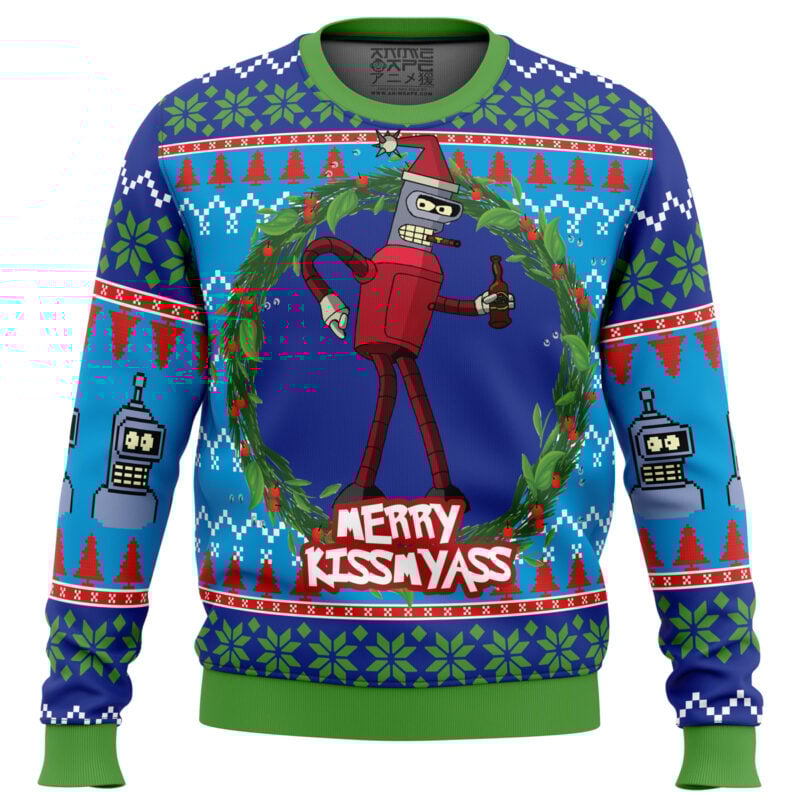 Merry Kissmyass Futurama Ugly Christmas Sweater