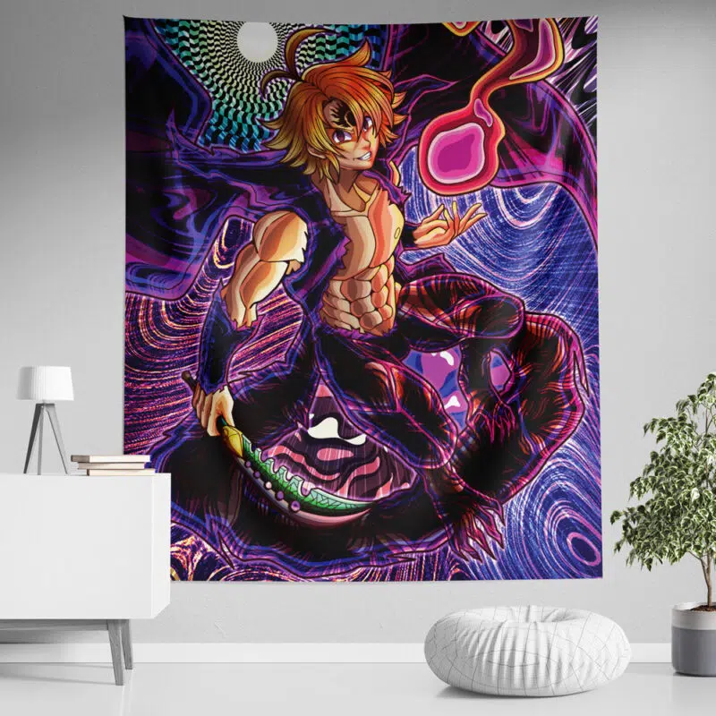 Trippy Meliodas Assault Mode Seven Deadly Sins Tapestry
