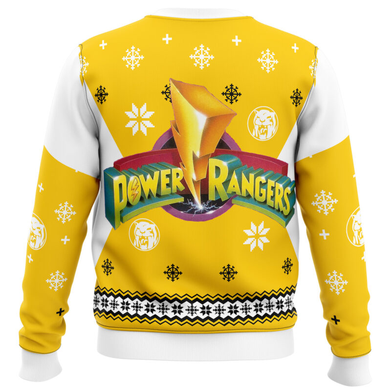 Mighty Morphin Power Rangers Yellow Ugly Christmas Sweater - Image 4