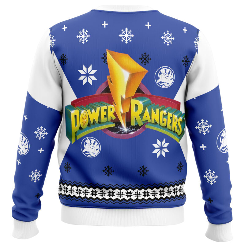 Mighty Morphin Power Rangers Blue Ugly Christmas Sweater - Image 4
