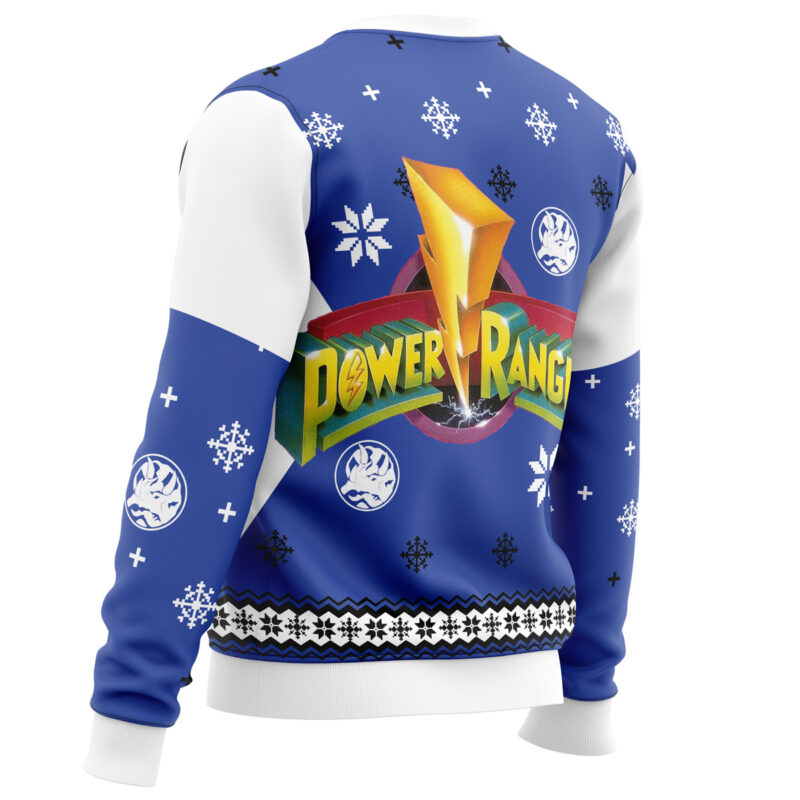 Mighty Morphin Power Rangers Blue Ugly Christmas Sweater - Image 3