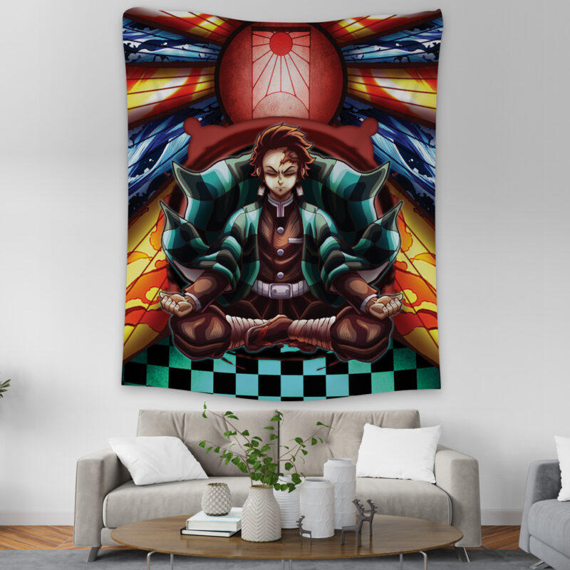 Trippy Kamado Tanjiro Demon Slayer Tapestry - Image 2