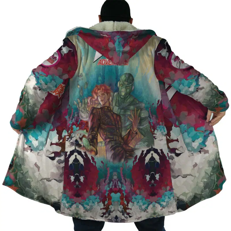 Trippy Kakyoin Hierophant Green Jojo’s Bizarre Adventure Dream Cloak Coat - Image 6