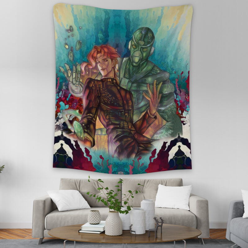 Trippy Kakyoin Hierophant Green Jojo’s Bizarre Adventure Tapestry - Image 2