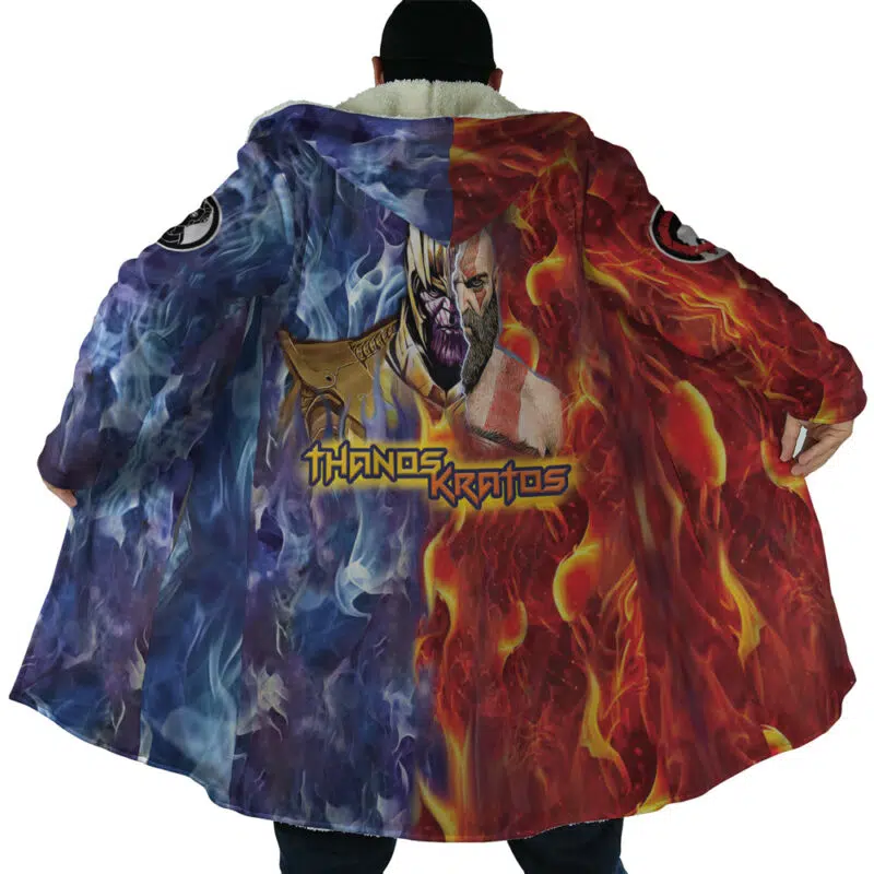 Trippy Thanos and Kratos Marvel Dream Cloak Coat - Image 6