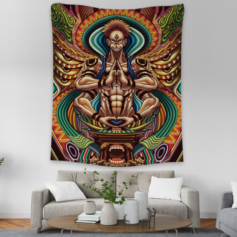 Trippy Ryomen Sukuna Jujutsu Kaisen Tapestry - Image 2