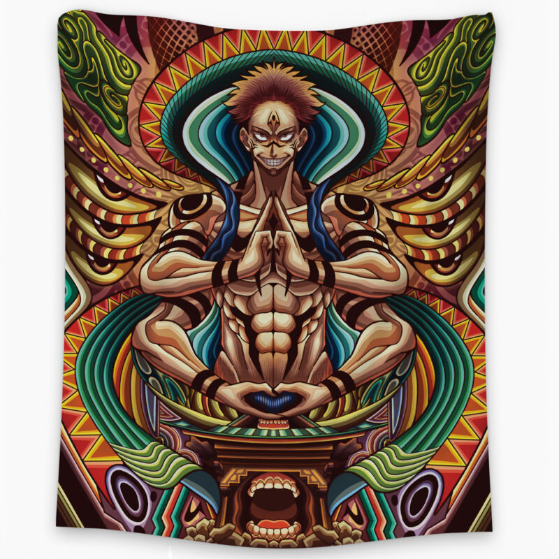 Trippy Ryomen Sukuna Jujutsu Kaisen Tapestry