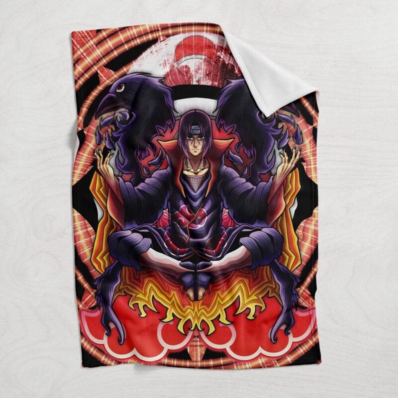 Trippy Meditating Itachi Akatsuki  Fleece Blanket - Image 3