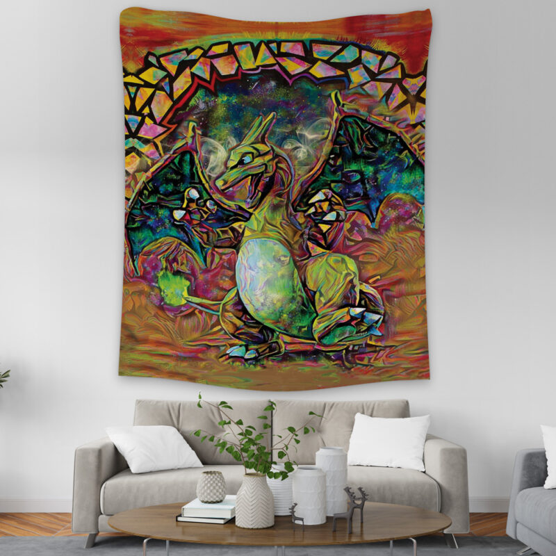 Trippy Charizard Pokemon Tapestry - Image 2