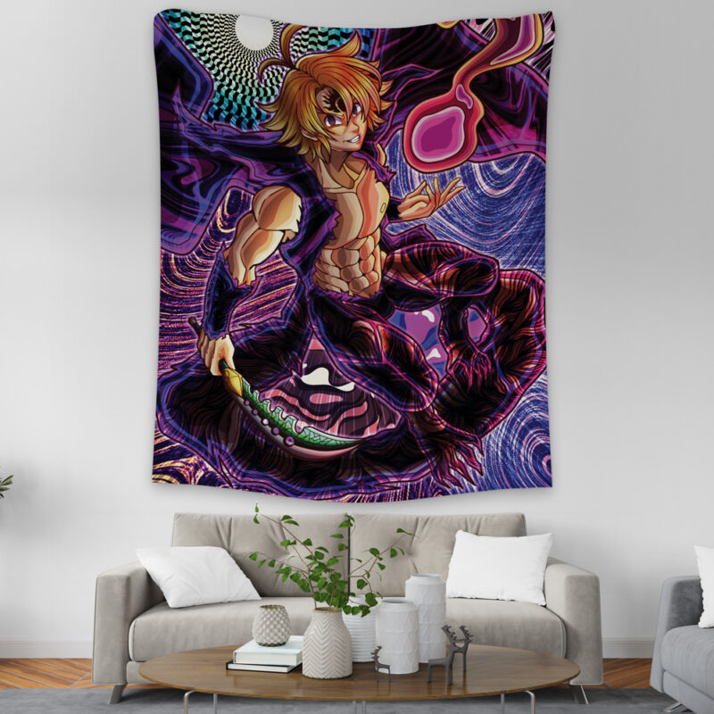 Trippy Meliodas Assault Mode Seven Deadly Sins Tapestry - Image 2