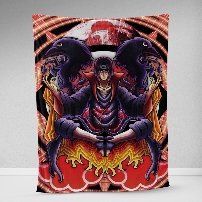 Trippy Meditating Itachi Akatsuki Naruto Fleece Blanket