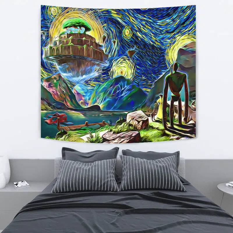 Castle in the Sky Starry Night Studio Ghibli Tapestry - Image 4