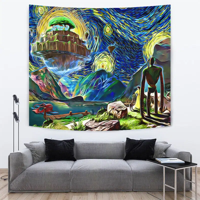 Castle in the Sky Starry Night Studio Ghibli Tapestry - Image 2