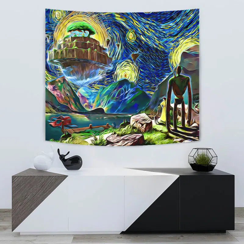 Castle in the Sky Starry Night Studio Ghibli Tapestry - Image 5