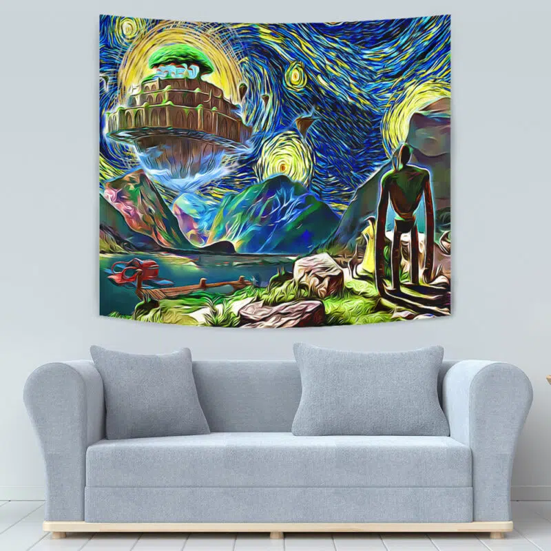 Castle in the Sky Starry Night Studio Ghibli Tapestry - Image 3
