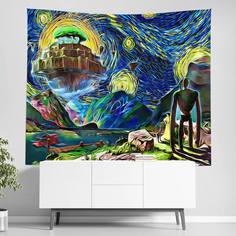 Castle in the Sky Starry Night Studio Ghibli Tapestry